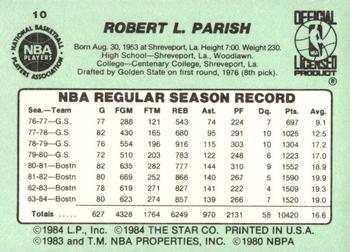 1984-85 Star #10 Robert Parish Back