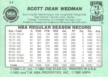 1984-85 Star #11 Scott Wedman Back