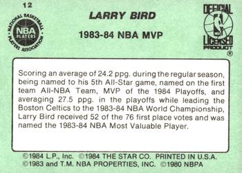 1984-85 Star #12 Larry Bird Back