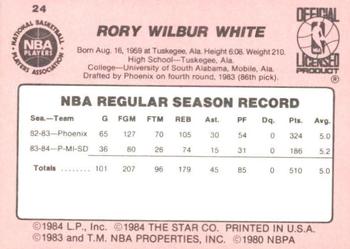 1984-85 Star #24 Rory White Back