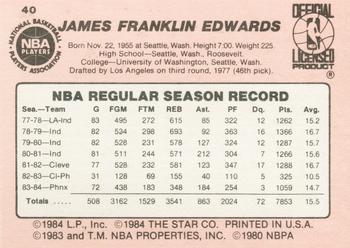 1984-85 Star #40 James Edwards Back