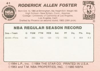 1984-85 Star #41 Rod Foster Back