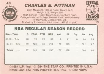 1984-85 Star #48 Charles Pittman Back