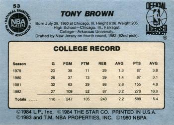 1984-85 Star #53 Tony Brown Back
