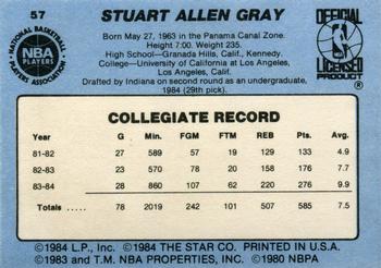 1984-85 Star #57 Stuart Gray Back