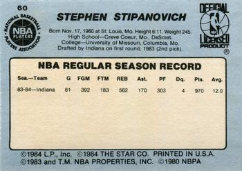 1984-85 Star #60 Steve Stipanovich Back