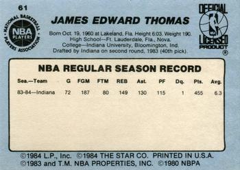 1984-85 Star #61 Jim Thomas Back