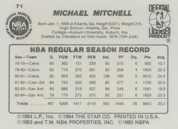 1984-85 Star #71 Mike Mitchell Back