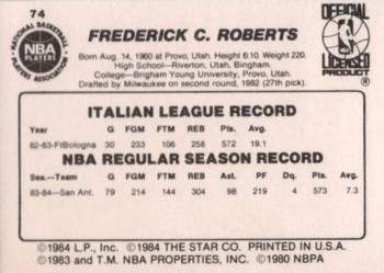 1984-85 Star #74 Fred Roberts Back