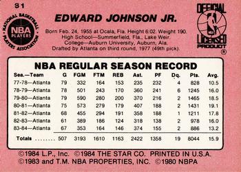 1984-85 Star #81 Eddie Johnson Back