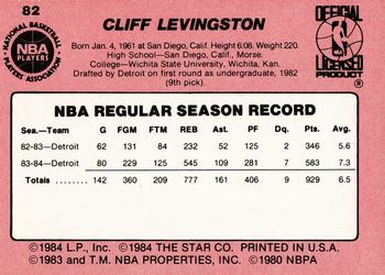 1984-85 Star #82 Cliff Levingston Back