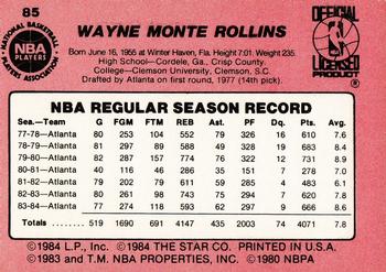1984-85 Star #85 Tree Rollins Back