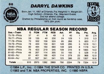 1984-85 Star #88 Darryl Dawkins Back