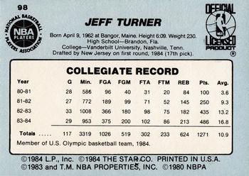 1984-85 Star #98 Jeff Turner Back