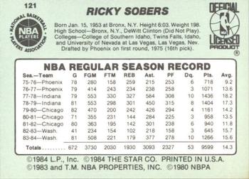 1984-85 Star #121 Ricky Sobers Back