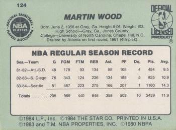 1984-85 Star #124 Al Wood Back
