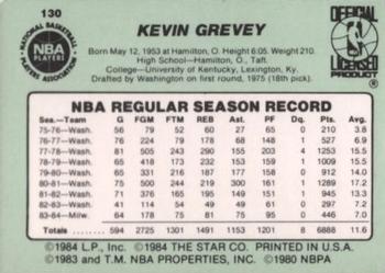 1984-85 Star #130 Kevin Grevey Back