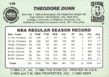 1984-85 Star #139 T.R. Dunn Back