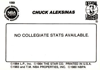 1984-85 Star #150 Chuck Aleksinas Back