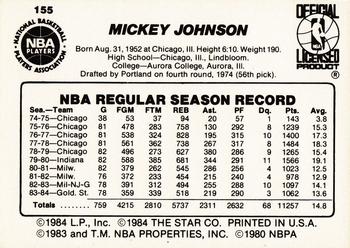 1984-85 Star #155 Mickey Johnson Back