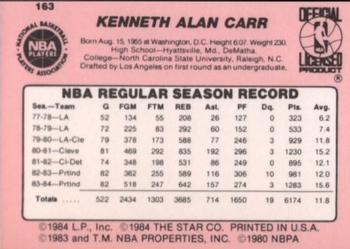 1984-85 Star #163 Kenny Carr Back