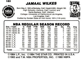 1984-85 Star #183 Jamaal Wilkes Back