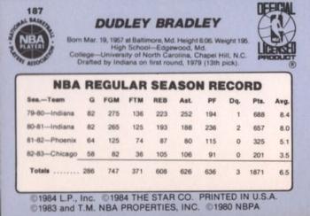 1984-85 Star #187 Dudley Bradley Back
