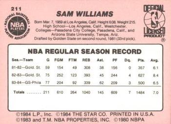 1984-85 Star #211 Sam Williams Back