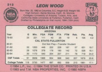 1984-85 Star #212 Leon Wood Back