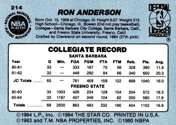 1984-85 Star #214 Ron Anderson Back