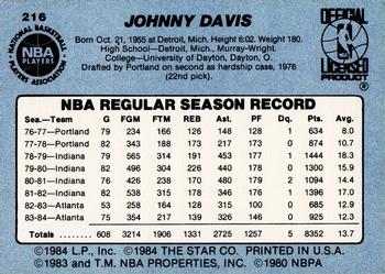 1984-85 Star #216 Johnny Davis Back