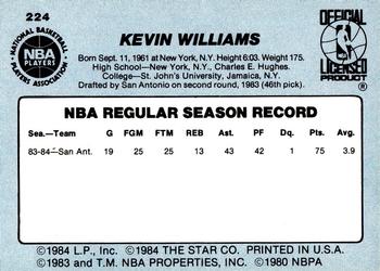 1984-85 Star #224 Kevin Williams Back
