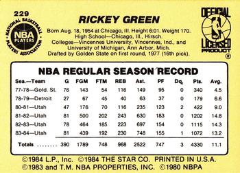 1984-85 Star #229 Rickey Green Back