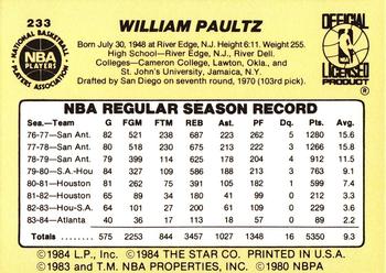 1984-85 Star #233 Billy Paultz Back