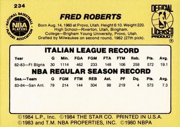 1984-85 Star #234 Fred Roberts Back