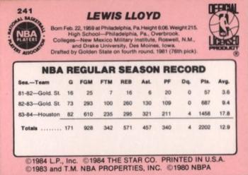 1984-85 Star #241 Lewis Lloyd Back