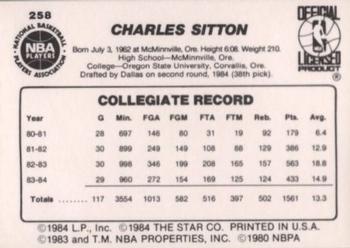 1984-85 Star #258 Charlie Sitton Back