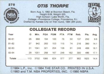 1984-85 Star #278 Otis Thorpe Back