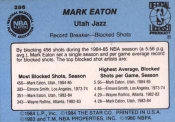 1984-85 Star #286 Mark Eaton Back