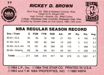 1984-85 Star #77 Rickey Brown Back