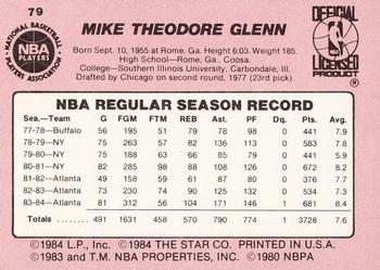 1984-85 Star #79 Mike Glenn Back
