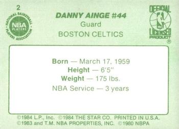 1984-85 Star Arena Boston Celtics #2 Danny Ainge Back