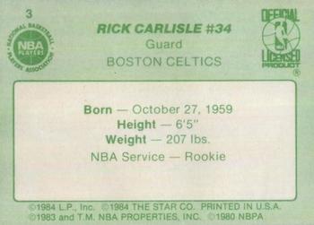 1984-85 Star Arena Boston Celtics #3 Rick Carlisle Back