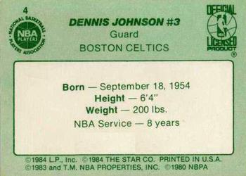 1984-85 Star Arena Boston Celtics #4 Dennis Johnson Back