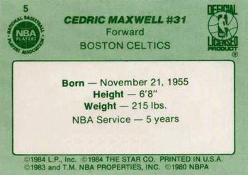 1984-85 Star Arena Boston Celtics #5 Cedric Maxwell Back