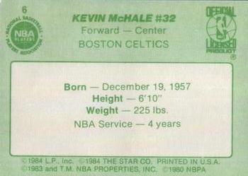 1984-85 Star Arena Boston Celtics #6 Kevin McHale Back