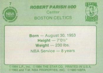1984-85 Star Arena Boston Celtics #7 Robert Parish Back