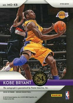 2018-19 Panini Mosaic Prizm - Autographs #MO-KB Kobe Bryant Back