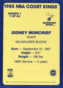 1984-85 Star Court Kings #7 Sidney Moncrief Back