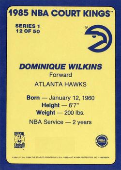 1984-85 Star Court Kings #12 Dominique Wilkins Back